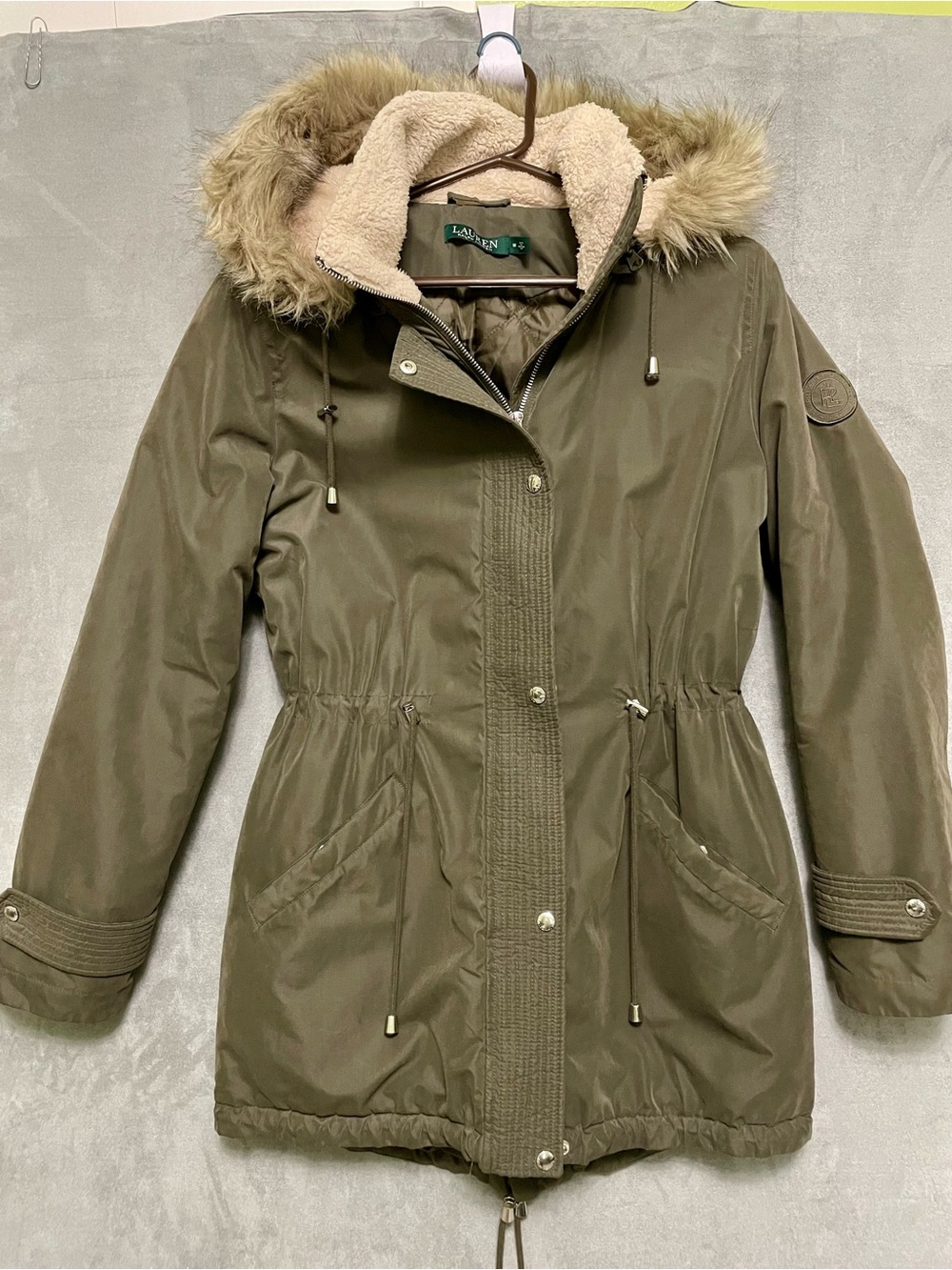 LAUREN Ralph Lauren Olive Green Hooded Parka Jacket Medium